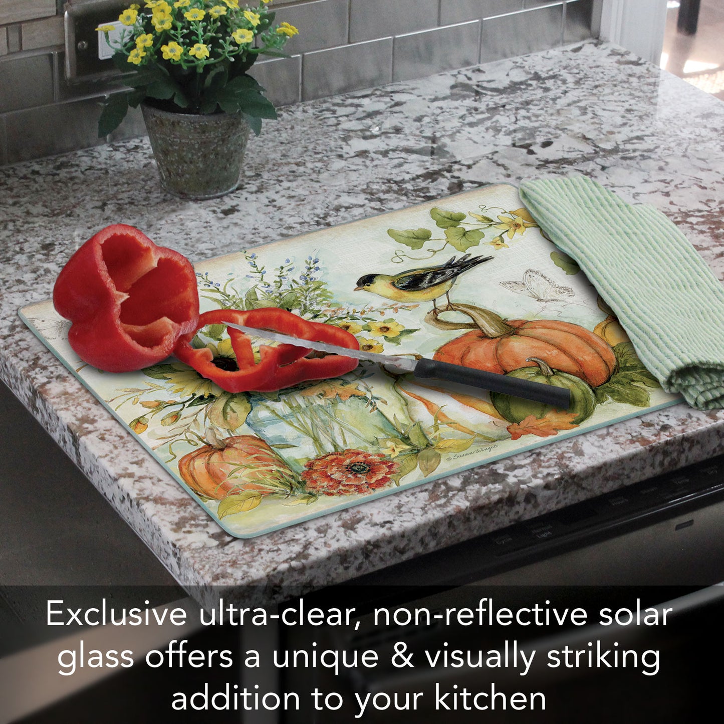 Autumn in the Air 3mm Tempered Glass Cutting Board 15" x 12"