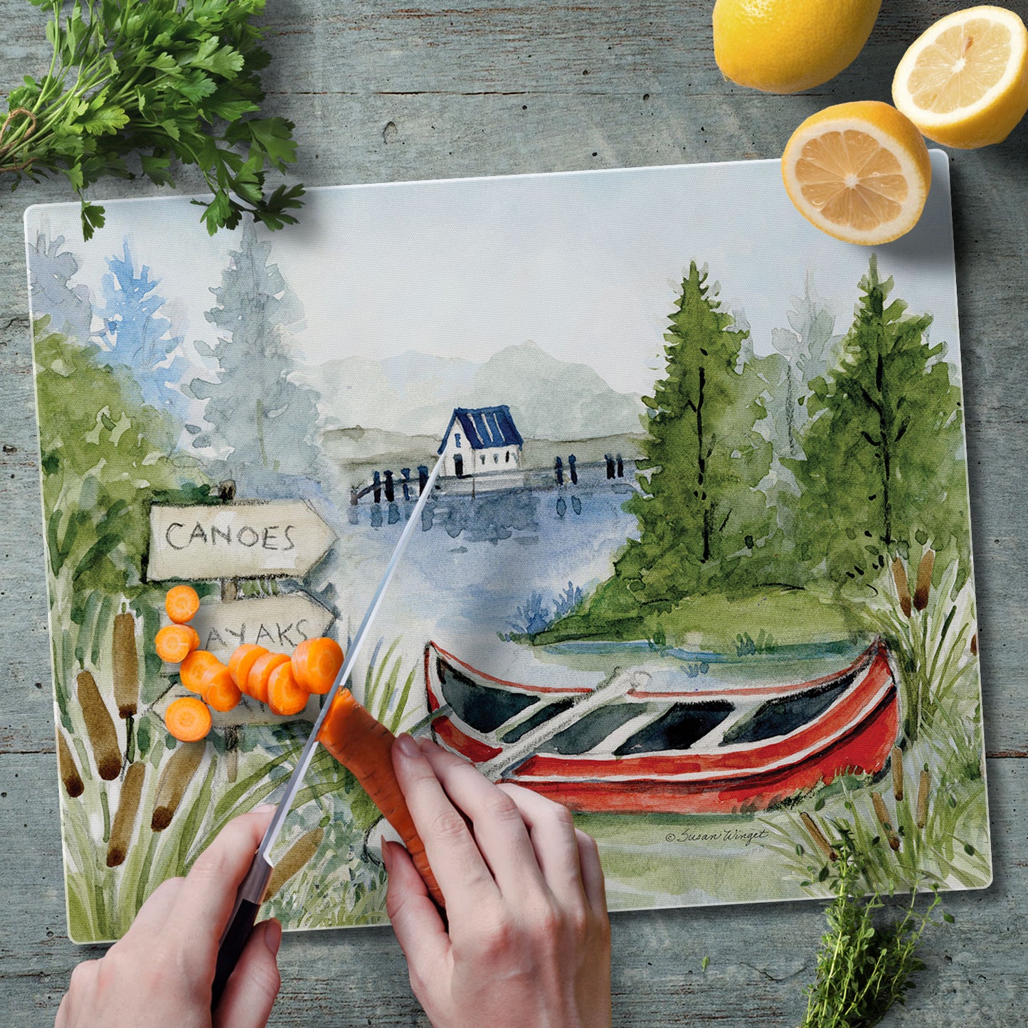 CounterArt Lake Living 3mm Tempered Glass Cutting Board 15" x 12"