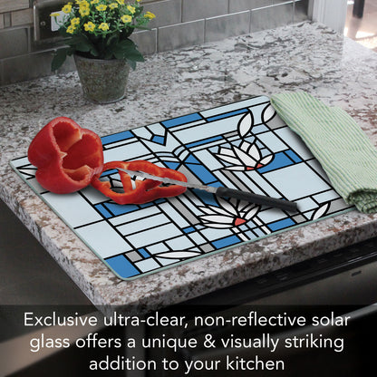 Frank Lloyd Wright Waterlilies 3mm Tempered Glass Cutting Board 15" x 12"