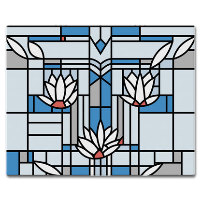 Frank Lloyd Wright Waterlilies 3mm Tempered Glass Cutting Board 15" x 12"