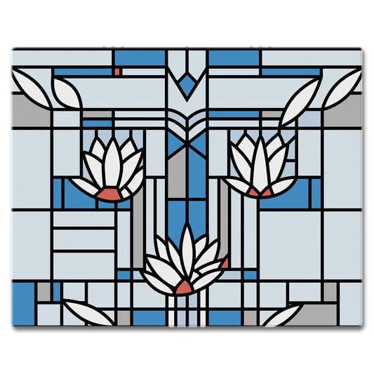 Frank Lloyd Wright Waterlilies 3mm Tempered Glass Cutting Board 15" x 12"