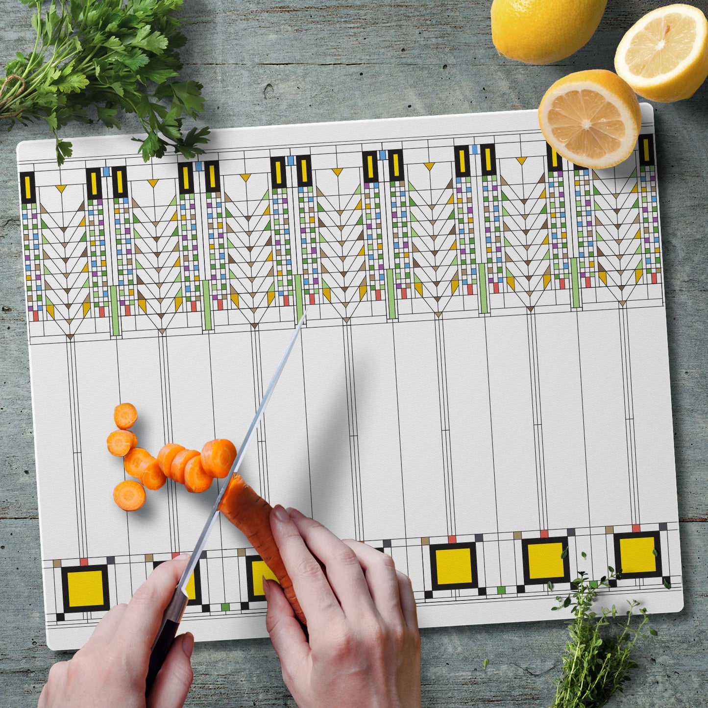 Frank Lloyd Wright Tree of Life 3mm Tempered Glass Cutting Board 15" x 12"