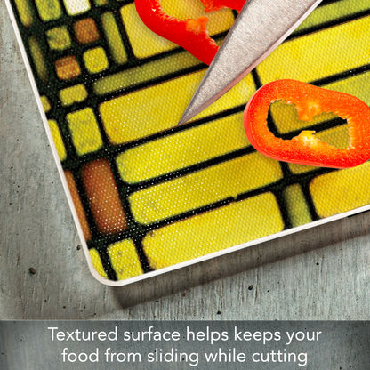 Frank Lloyd Wright Oak Park Skylight Design 3mm Tempered Glass Cutting Board 15" x 12"