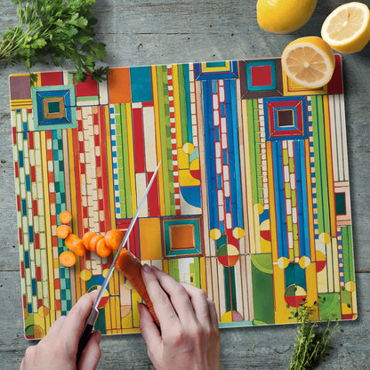 Frank Lloyd Wright Saguaro Forms Design 3mm Tempered Glass Cutting Board 15" x 12"