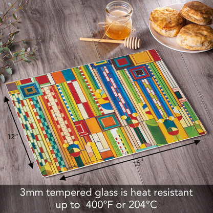 Frank Lloyd Wright Saguaro Forms Design 3mm Tempered Glass Cutting Board 15" x 12"