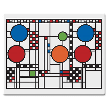 Frank Lloyd Wright Coonley Playhouse Design 3mm Tempered Glass Cutting Board 15" x 12"
