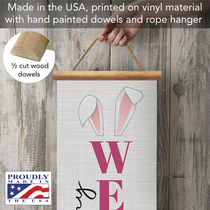 Highland Home Bunny Welcome Indoor/Outdoor Vinyl Hanging Entryway Sign Made in the USA Reusable Easy Wipes Clean Easy Storage