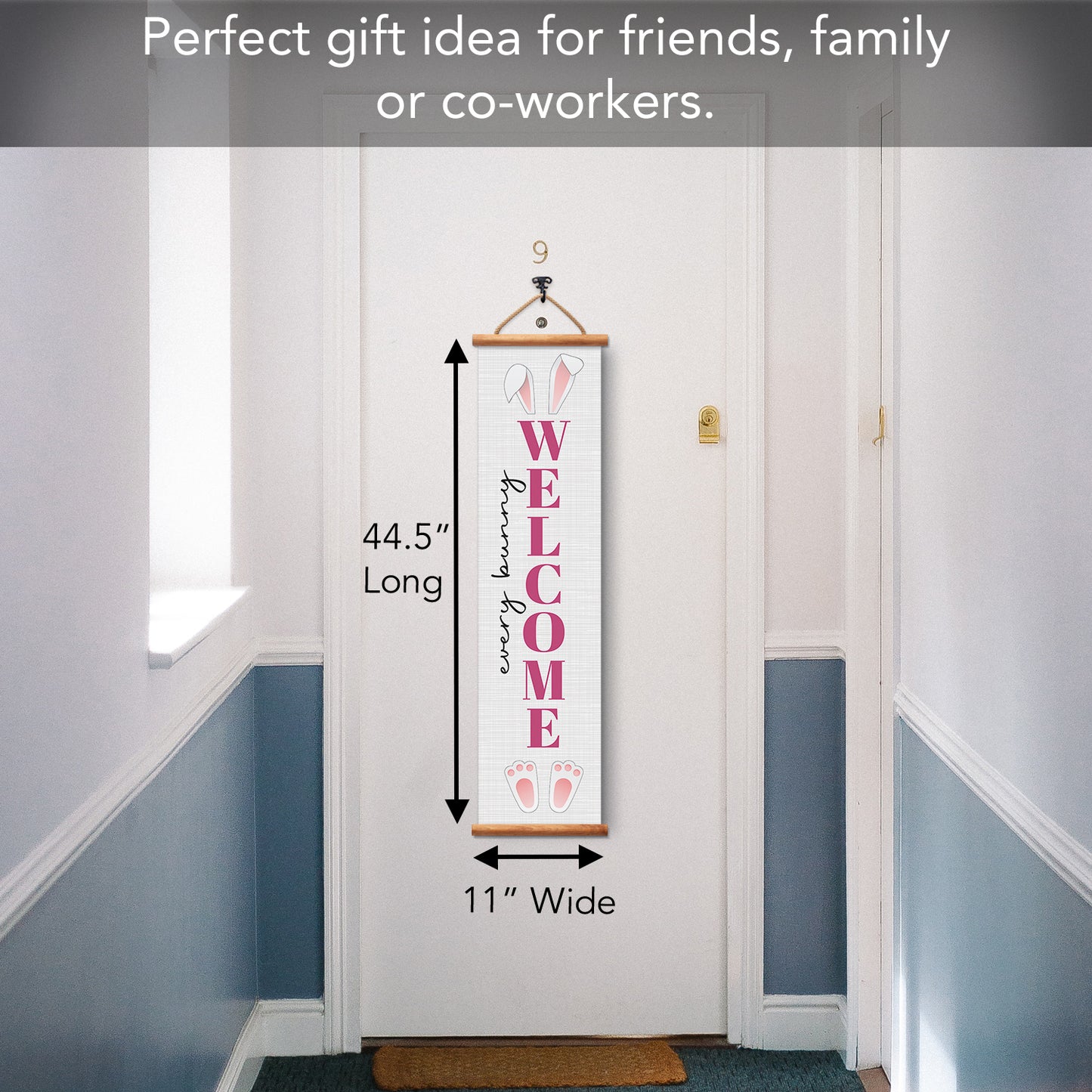 Highland Home Bunny Welcome Indoor/Outdoor Vinyl Hanging Entryway Sign Made in the USA Reusable Easy Wipes Clean Easy Storage