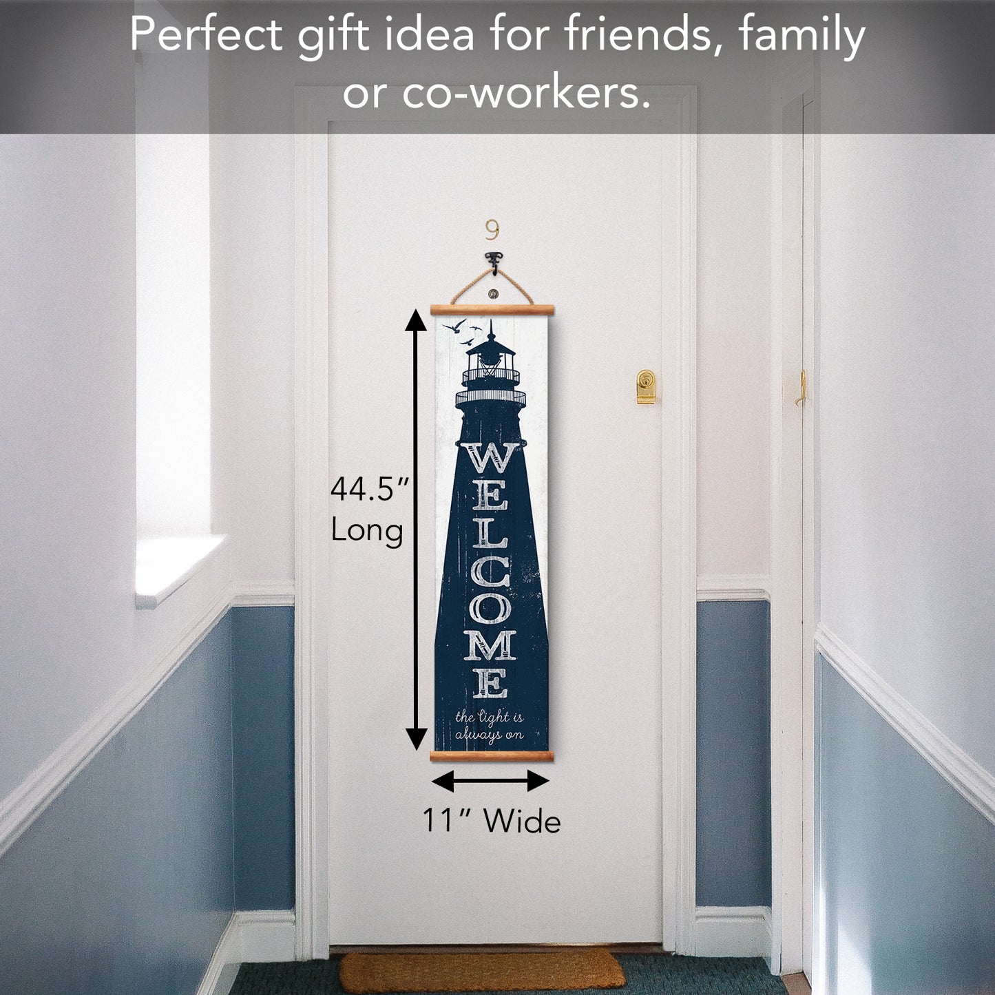 Highland Home Lighthouse Welcome Indoor/Outdoor Vinyl Hanging Entryway Sign Made in the USA Reusable Easy Wipes Clean Easy Storage