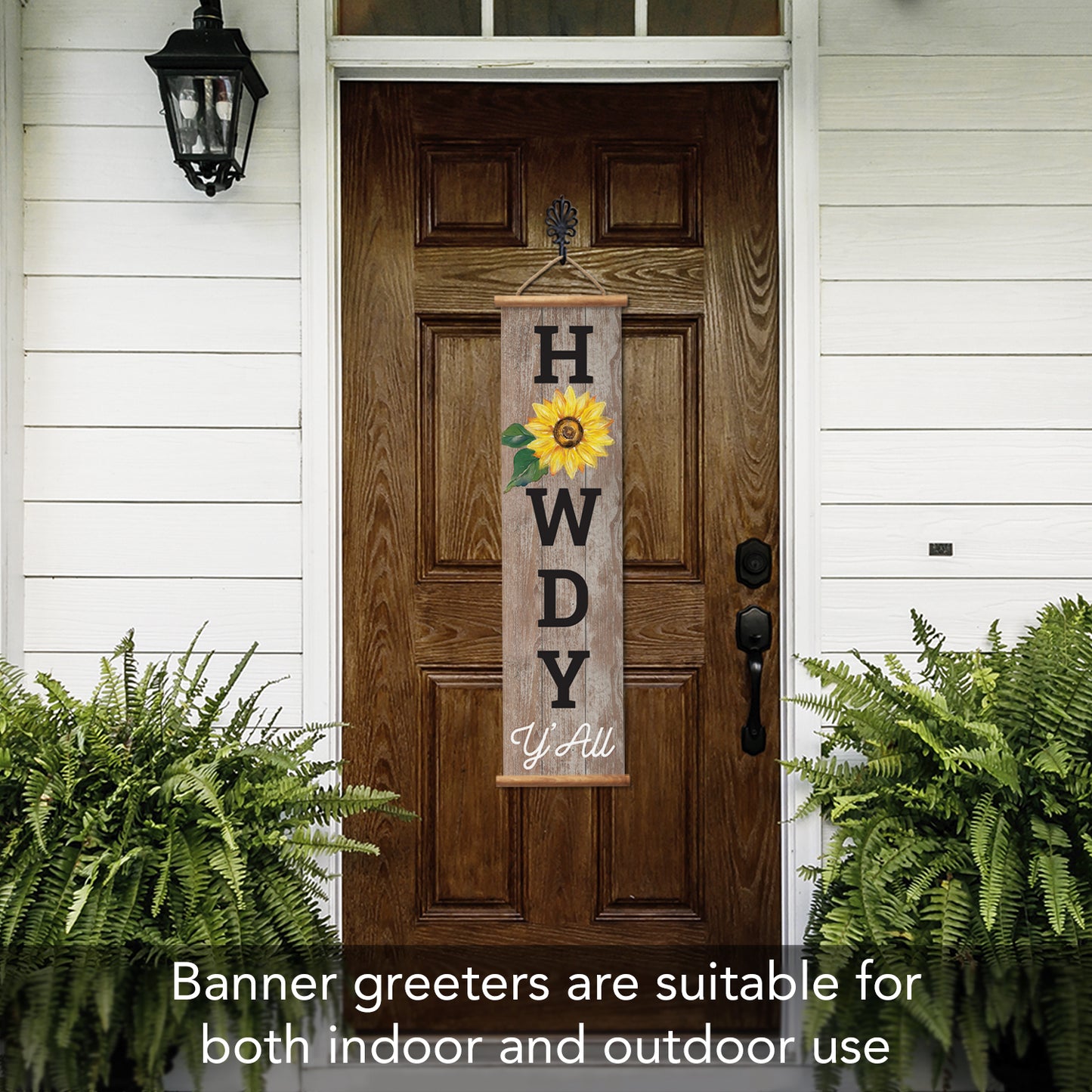 Highland Home Howdy Indoor/Outdoor Vinyl Hanging Entryway Sign Made in the USA Reusable Easy Wipes Clean Easy Storage