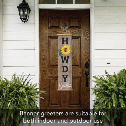 Highland Home Howdy Indoor/Outdoor Vinyl Hanging Entryway Sign Made in the USA Reusable Easy Wipes Clean Easy Storage