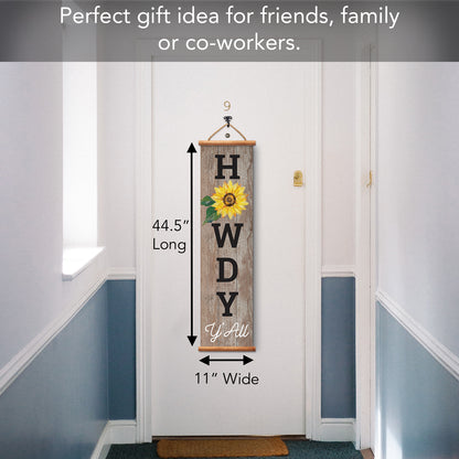 Highland Home Howdy Indoor/Outdoor Vinyl Hanging Entryway Sign Made in the USA Reusable Easy Wipes Clean Easy Storage
