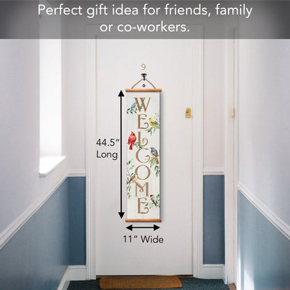 Highland Home Bird Welcome Indoor/Outdoor Vinyl Hanging Entryway Sign Made in the USA Reusable Easy Wipes Clean Easy Storage