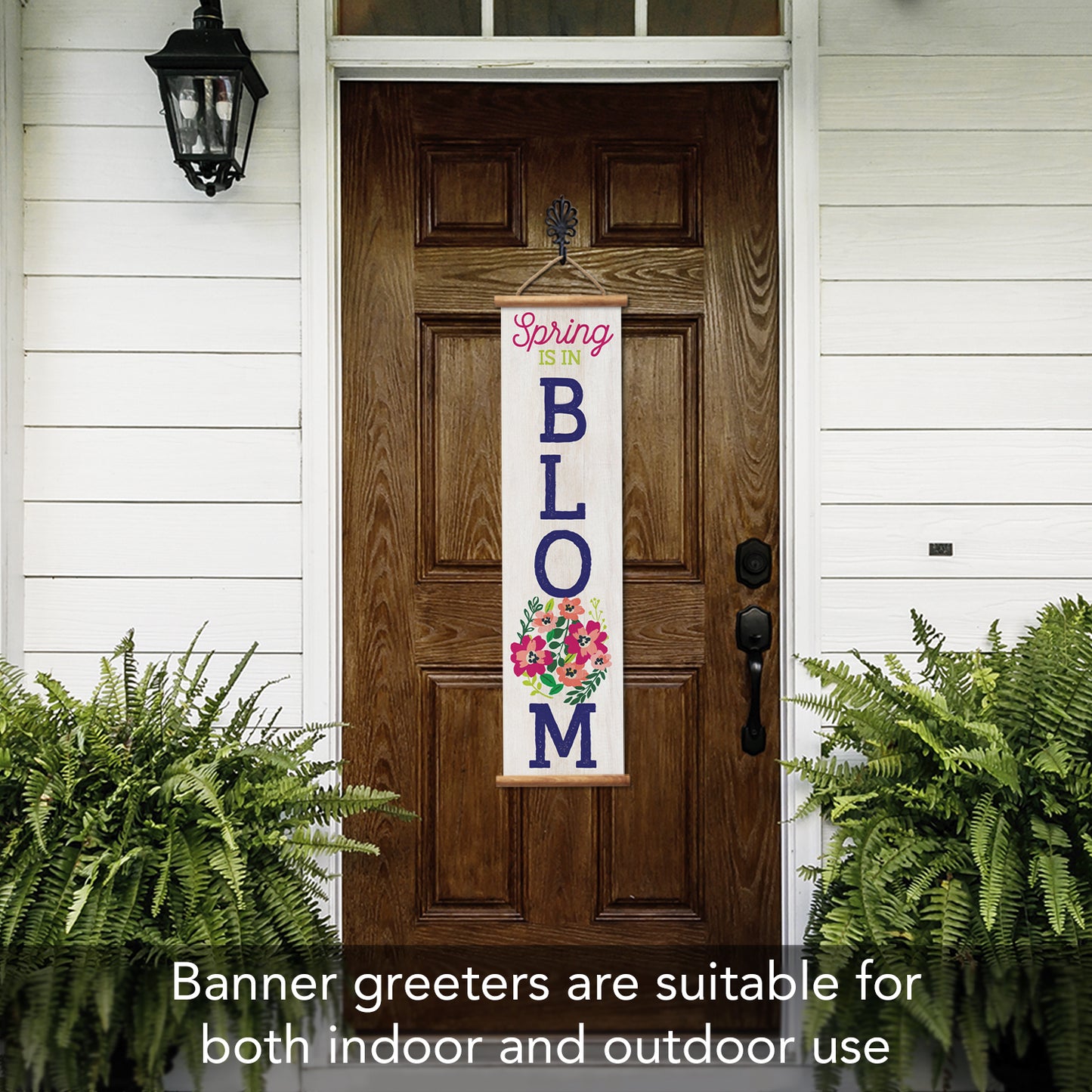 Highland Home Spring in Bloom Indoor/Outdoor Vinyl Hanging Entryway Sign Made in the USA Reusable Easy Wipes Clean Easy Storage
