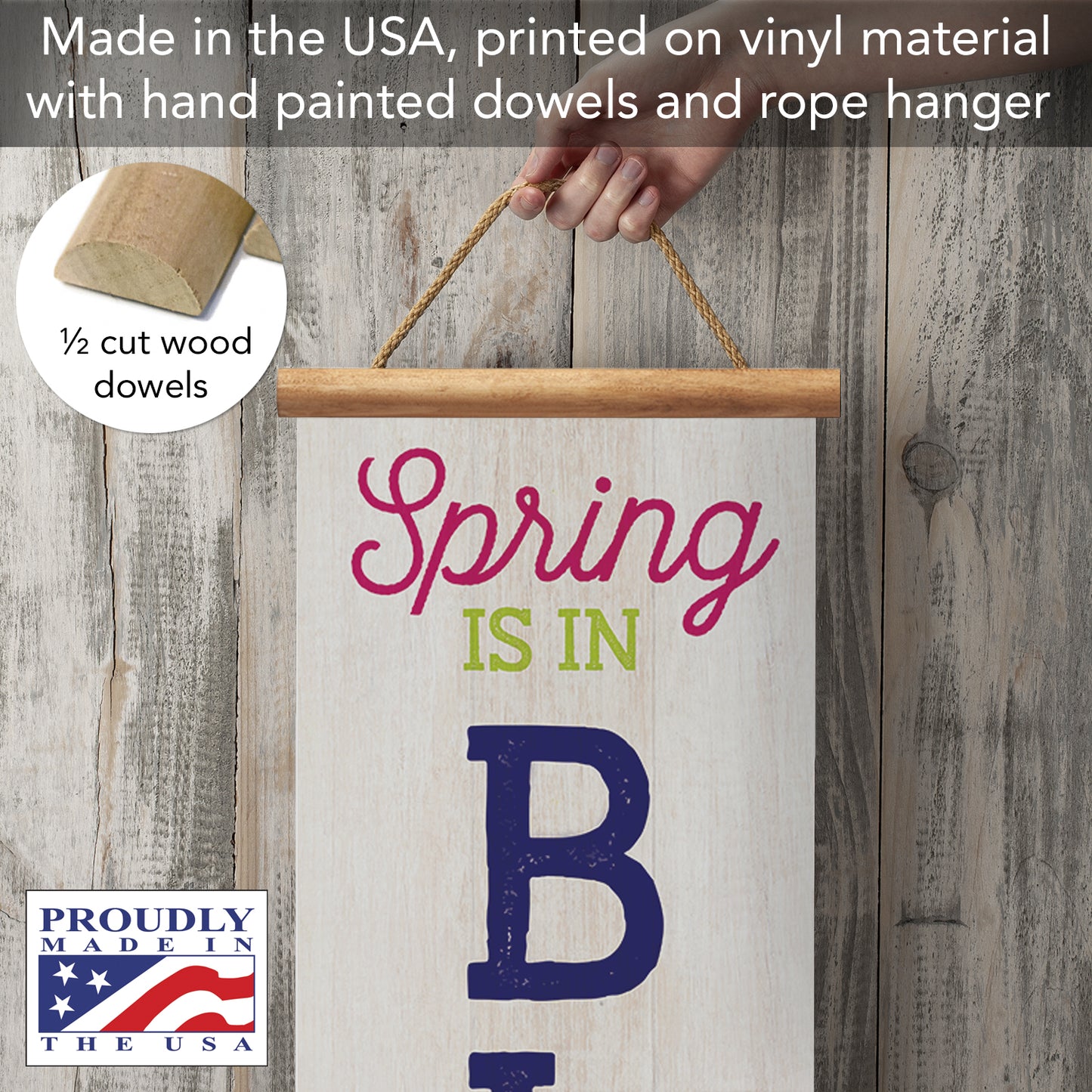 Highland Home Spring in Bloom Indoor/Outdoor Vinyl Hanging Entryway Sign Made in the USA Reusable Easy Wipes Clean Easy Storage