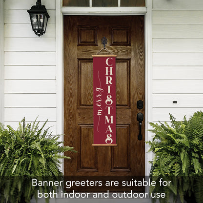 Highland Home Christmas Welcome Indoor/Outdoor Vinyl Hanging Entryway Sign Made in the USA Reusable Easy Wipes Clean Easy Storage