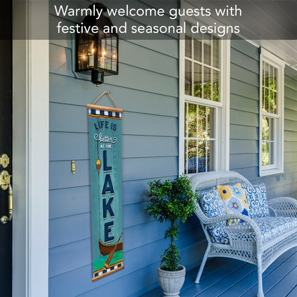 Highland Home Lake Welcome Indoor/Outdoor Vinyl Hanging Entryway Sign Made in the USA Reusable Easy Wipes Clean Easy Storage