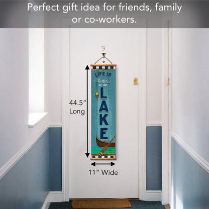 Highland Home Lake Welcome Indoor/Outdoor Vinyl Hanging Entryway Sign Made in the USA Reusable Easy Wipes Clean Easy Storage