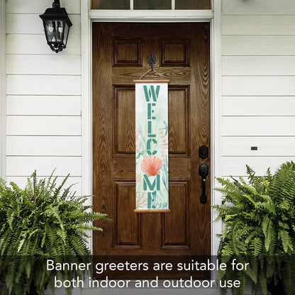 Highland Home Beach Welcome Indoor/Outdoor Vinyl Hanging Entryway Sign Made in the USA Reusable Easy Wipes Clean Easy Storage