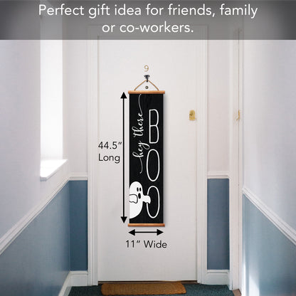Highland Home Hey Boo Welcome Indoor/Outdoor Vinyl Hanging Entryway Sign Made in the USA Reusable Easy Wipes Clean Easy Storage