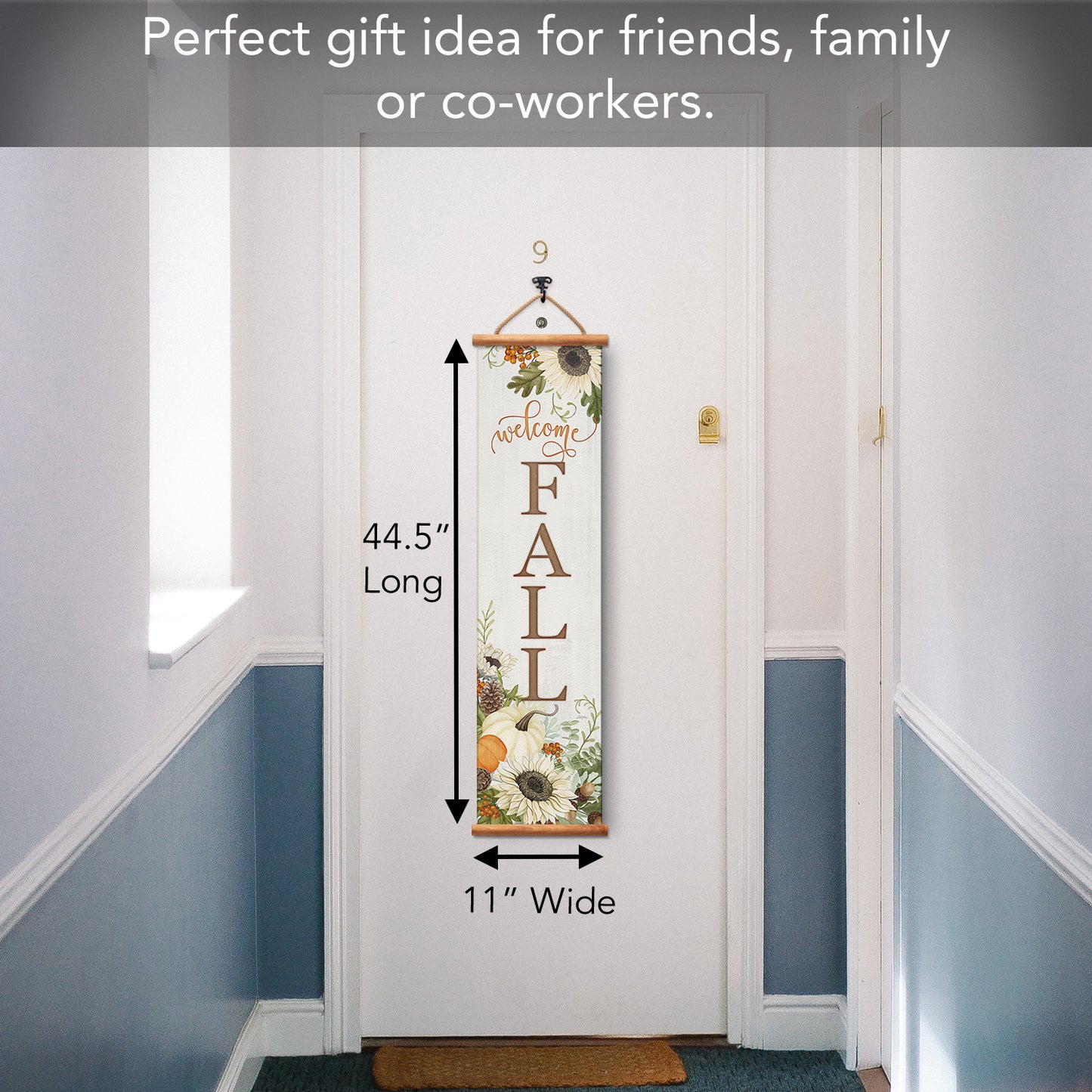 Highland Home Farmhouse Fall Welcome Indoor/Outdoor Vinyl Hanging Entryway Sign Made in the USA Reusable Easy Wipes Clean Easy Storage