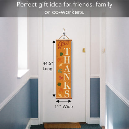 Highland Home Give Thanks Indoor/Outdoor Vinyl Hanging Entryway Sign Made in the USA Reusable Easy Wipes Clean Easy Storage