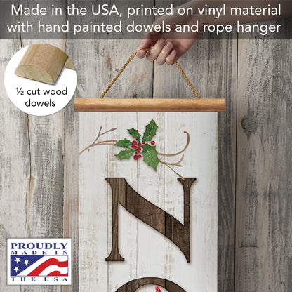Highland Home Noel Indoor/Outdoor Vinyl Hanging Entryway Sign Made in the USA Reusable Easy Wipes Clean Easy Storage