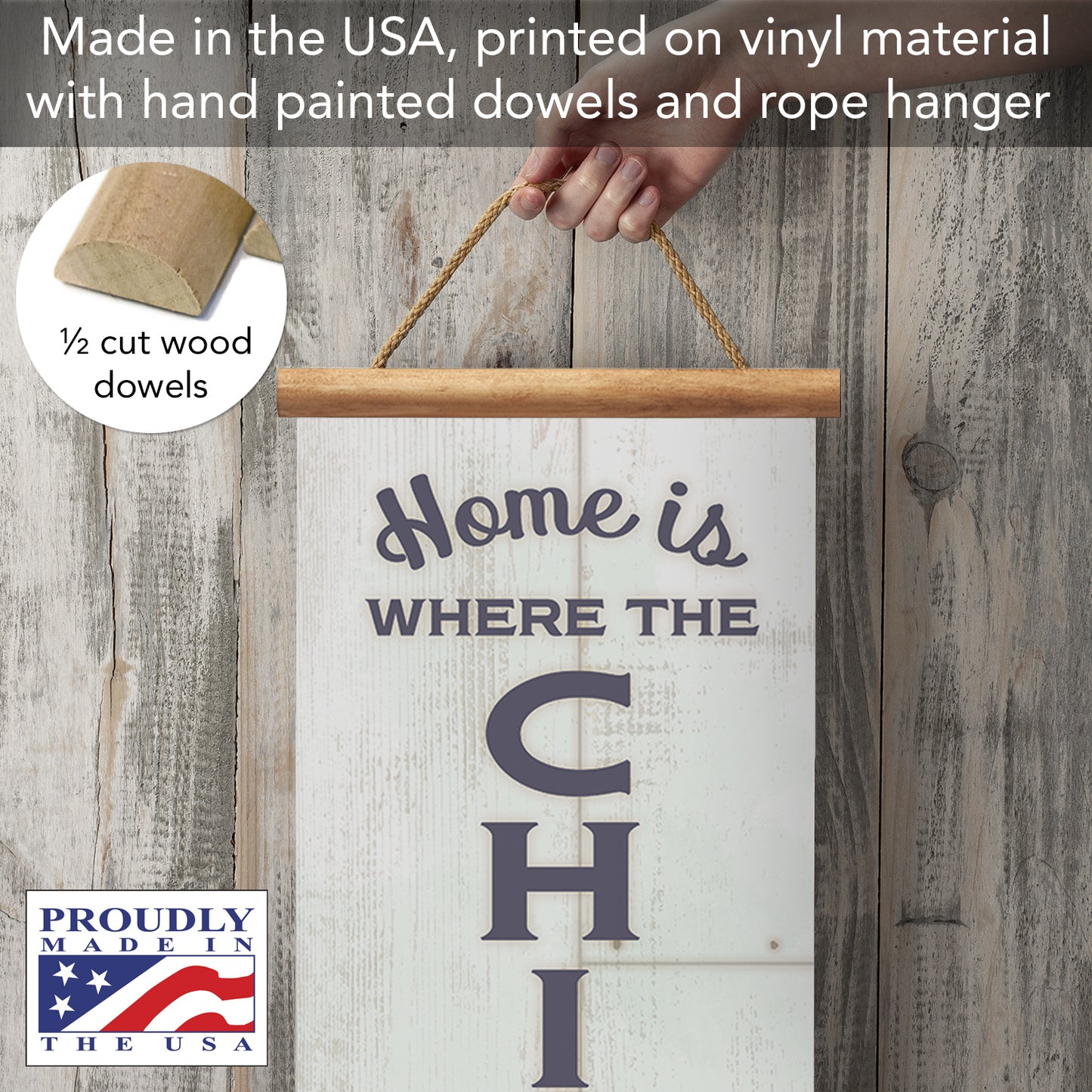 Highland Home Chicken Welcome Indoor/Outdoor Vinyl Hanging Entryway Sign Made in the USA Reusable Easy Wipes Clean Easy Storage