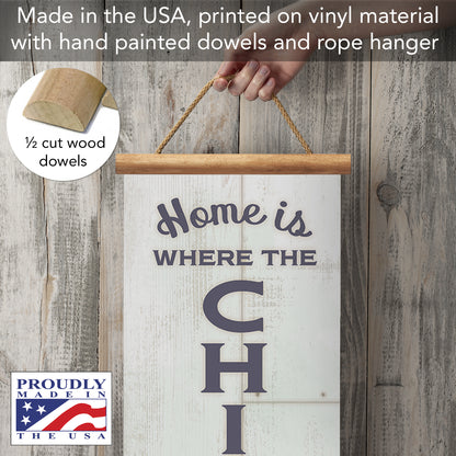 Highland Home Chicken Welcome Indoor/Outdoor Vinyl Hanging Entryway Sign Made in the USA Reusable Easy Wipes Clean Easy Storage