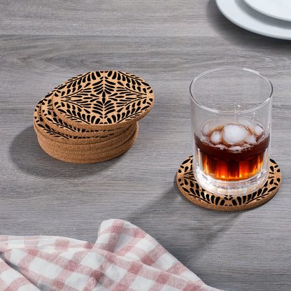 Thirstystone Black Floral 8-Pack Thick Natural Cork Coasters Manufactured in The USA Eco-Friendly Absorbent Durable