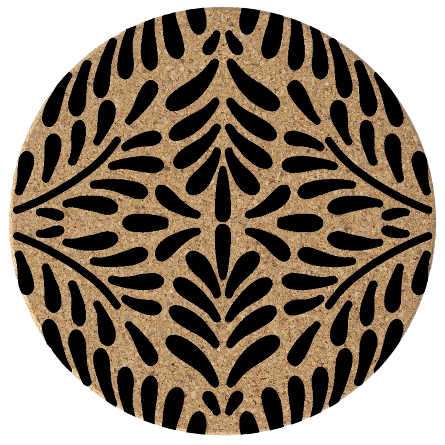 Thirstystone Black Floral 8-Pack Thick Natural Cork Coasters Manufactured in The USA Eco-Friendly Absorbent Durable