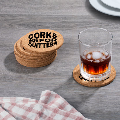 Thirstystone Quitters 8-Pack Thick Natural Cork Coasters Manufactured in The USA Eco-Friendly Absorbent Durable