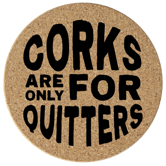 Thirstystone Quitters 8-Pack Thick Natural Cork Coasters Manufactured in The USA Eco-Friendly Absorbent Durable