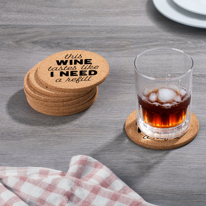 Thirstystone Need a Refill 8-Pack Thick Natural Cork Coasters Manufactured in The USA Eco-Friendly Absorbent Durable
