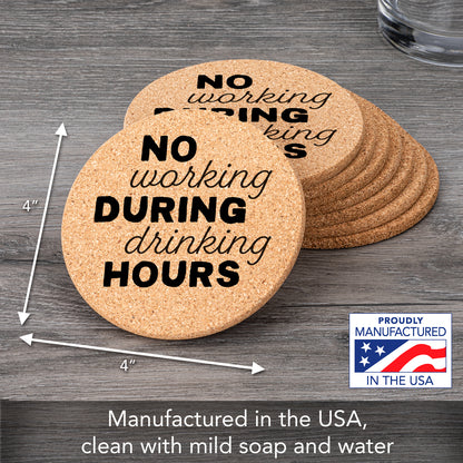 Thirstystone Drinking Hours 8-Pack Thick Natural Cork Coasters Manufactured in The USA Eco-Friendly Absorbent Durable
