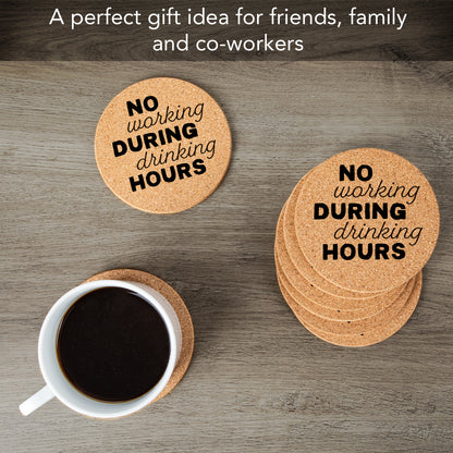Thirstystone Drinking Hours 8-Pack Thick Natural Cork Coasters Manufactured in The USA Eco-Friendly Absorbent Durable