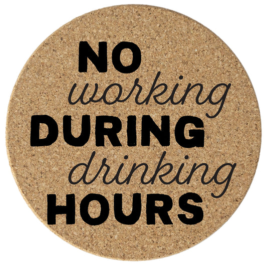 Thirstystone Drinking Hours 8-Pack Thick Natural Cork Coasters Manufactured in The USA Eco-Friendly Absorbent Durable