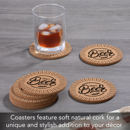 Thirstystone Craft Beer 8-Pack Thick Natural Cork Coasters Manufactured in The USA Eco-Friendly Absorbent Durable