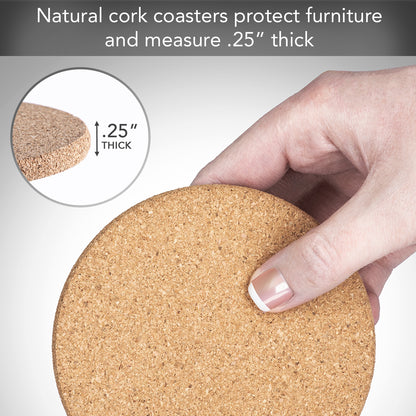 Thirstystone Craft Beer 8-Pack Thick Natural Cork Coasters Manufactured in The USA Eco-Friendly Absorbent Durable