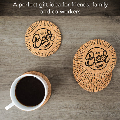 Thirstystone Craft Beer 8-Pack Thick Natural Cork Coasters Manufactured in The USA Eco-Friendly Absorbent Durable