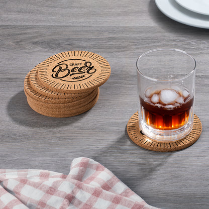 Thirstystone Craft Beer 8-Pack Thick Natural Cork Coasters Manufactured in The USA Eco-Friendly Absorbent Durable