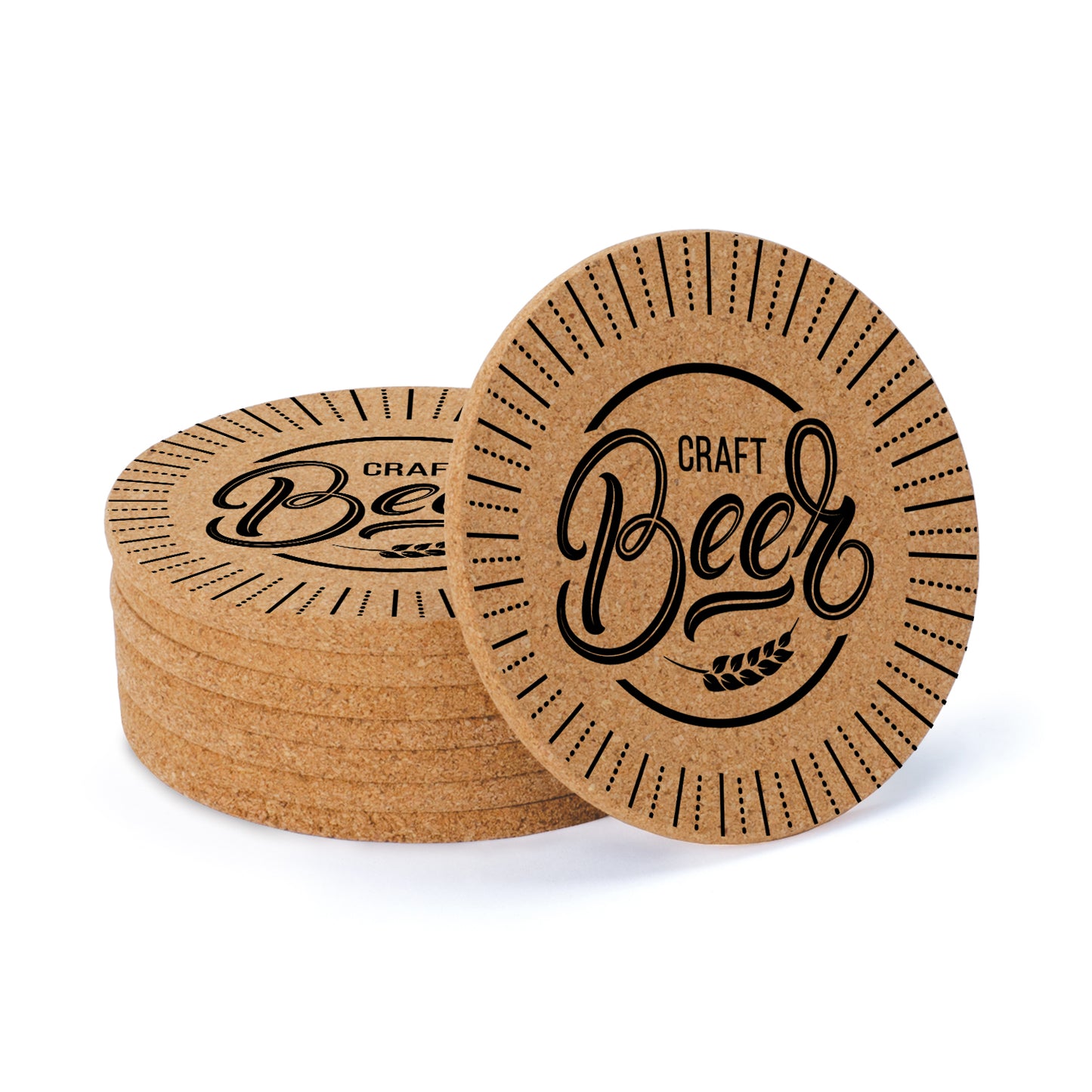 Thirstystone Craft Beer 8-Pack Thick Natural Cork Coasters Manufactured in The USA Eco-Friendly Absorbent Durable