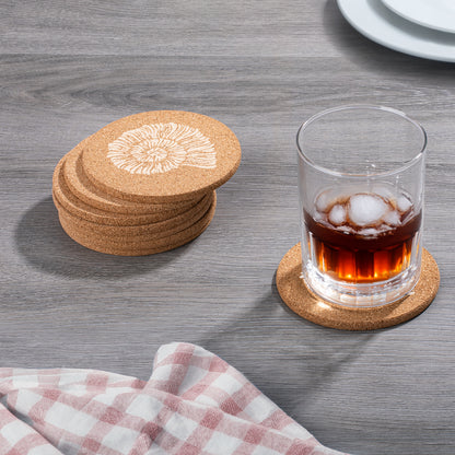 Thirstystone Seashells 8-Pack Thick Natural Cork Coasters Manufactured in The USA Eco-Friendly Absorbent Durable