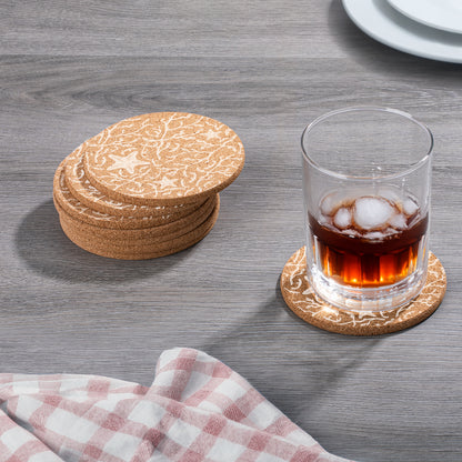 Thirstystone Starfish 8-Pack Thick Natural Cork Coasters Manufactured in The USA Eco-Friendly Absorbent Durable