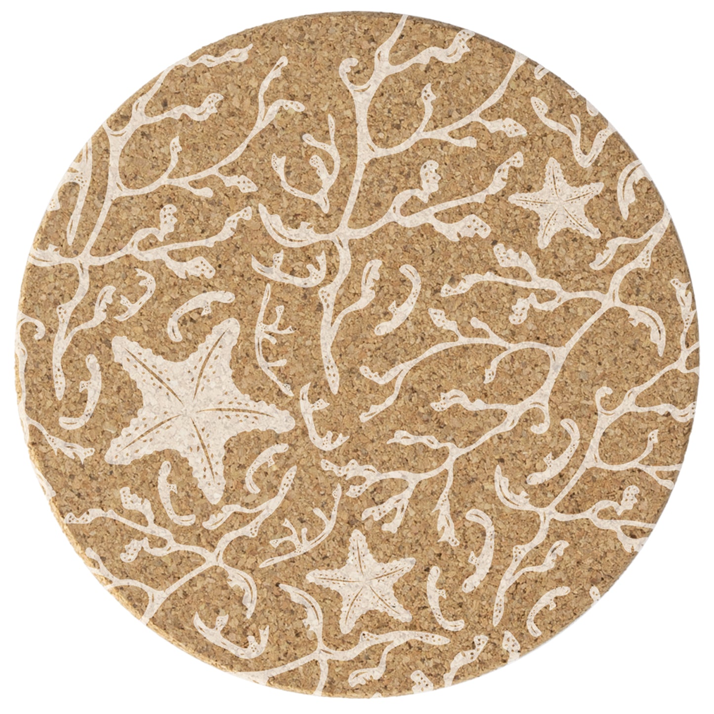 Thirstystone Starfish 8-Pack Thick Natural Cork Coasters Manufactured in The USA Eco-Friendly Absorbent Durable