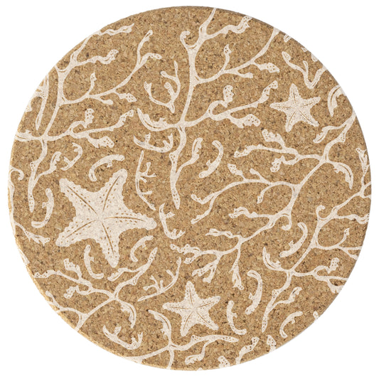 Thirstystone Starfish 8-Pack Thick Natural Cork Coasters Manufactured in The USA Eco-Friendly Absorbent Durable