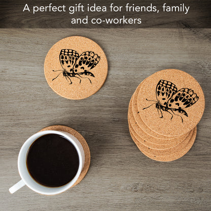 Thirstystone Butterfly 8-Pack Thick Natural Cork Coasters Manufactured in The USA Eco-Friendly Absorbent Durable