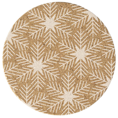 Thirstystone Snowflakes 8-Pack Thick Natural Cork Coasters Manufactured in The USA Eco-Friendly Absorbent Durable