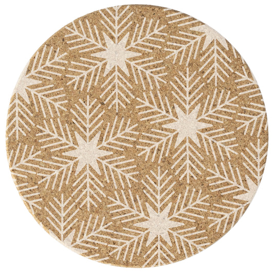 Thirstystone Snowflakes 8-Pack Thick Natural Cork Coasters Manufactured in The USA Eco-Friendly Absorbent Durable