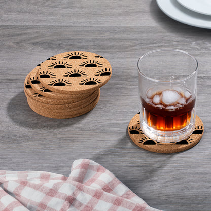 Thirstystone Sunrise 8-Pack Thick Natural Cork Coasters Manufactured in The USA Eco-Friendly Absorbent Durable